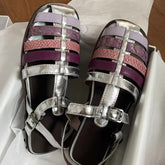 Patchwork Rainbow Colors Gladiator Sandals Comfort Openwork Roman-Style Flat Sandals for Sandalias De Mujer