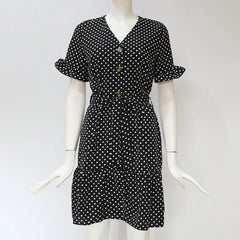 Casual Ruffles Polka Dot Butterfly Sleeve V-Neck Party Mini Dress