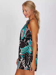 Casual Printed Halter Bohemian Shift Mini Dress Street Wear