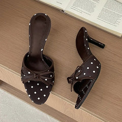 Butterfly-kont Polka Dot Silk Thin Heel