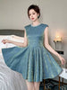 Casual Vintage Sparkly Gold Sleeveless Slim A-Line Mini Short Dress
