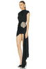 Luxury Diamond Flower One Shoulder Draped Bodycon Bandage Mini Dress