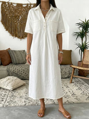 Women's Casual Short-sleeved Polo Collar Denim Dress