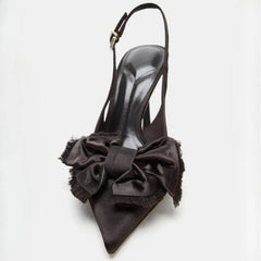 Coffee Satin Thin High Heel