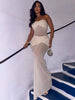 Elegant Sleeveless Backless Strapless Bodycon Ruched Long Maxi Dress