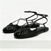 Classic Style Soft Leather Pu Woven Flat Sandals Luxury Designer Gladiator Sandals Comfortable Shoes