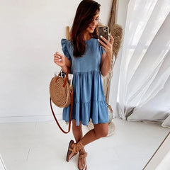 Causal Ruffles Sleeveless Party Mini Dress