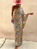 Casual Printed Off Shoulder Slant Collar Bat Sleeve Loose Maxi Dress