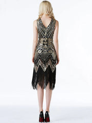 Style Sequined V Neck Fringe Party Outfits Dress