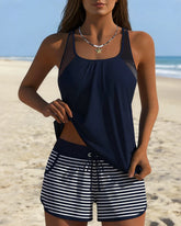 Women's Striped Simple Tankini Boxer