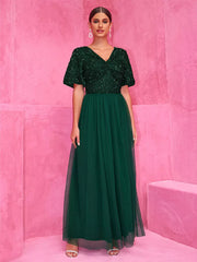 Sequined High Slit For Evening Events Maxi Party Dress