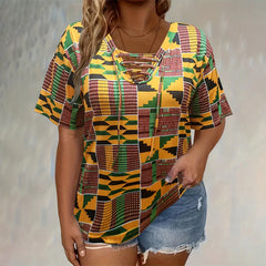Women's Loose Tie-Dye Top with Tie