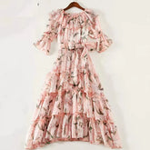 Off Shoulder Tiered Ruffles Long Dresses