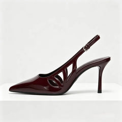 Luxury Designer Pumps Pointed Toe Patent Leather Slingback High Heel