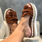 Popular Wedge Sandals Cute Bow Decoration Comfortable Low Heel