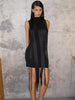 Elegant High Waist Turtleneck Patchwork Tassel Bodycon Mini Dress