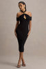 Elegant Hollow Out Solid Halter A-LINE Backless Off-shoulder Sleeveless Midi Dress