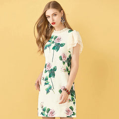 Elegant Sequin Floral Print Chiffon Mini Dresses