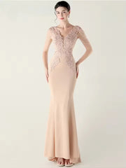 Luxury Backless Lace Rhinestone Vestidos Maxi Dress