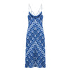 Printed Pullover Style Draped Collar Spaghetti Strap Midi Dress