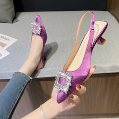 Square Buckle Back Hollow Stiletto Heel