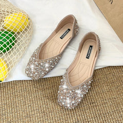 Glitter crystal pearl studs ballet Shoes