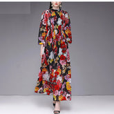 Elegant Flower Print Boho Long Maxi Dresses