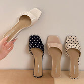 Open Toe Polka Dot Slippers Slip on Ladies Comfort Outdoor Flats Dress Slides
