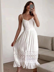 V-Neck Polyester Beach Dress