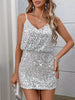 Casual Backless Spaghetti Strap Sequin Slip Bodycon Short Mini Dresses