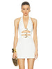 Elegant Hollow Out Diamond Metal Buckle Design Halter Mini Dress
