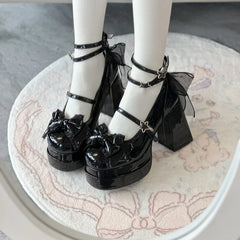 Sweet Pink Lace Bow Brand Mary Jane Shoes