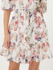 Elegant Short Sleeve High Waist Patchwork Single Breasted Spliced Lace Up Mini Dress