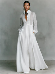 Women's Flared Pleated Maxi Dress