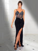 Elegant Sleeveless Backless Hollow Out Acrylic Sequins Evening Party Maxi Gown