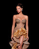 Luxurious Beading A-LINE High Slit Ruffle Flowers Unique Evening Maxi Dresses