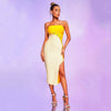 Classic Sleeveless Thigh Slit Beaded Homecoming Cocktail Party Midi Dresses