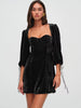 Elegant Square Collar Backless Three Quarter Lace Up Long Sleeve Dress