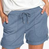 Women's Shorts with Drawstring Waist and Cuffed Hem