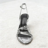Silver Ankle Strap High Heel