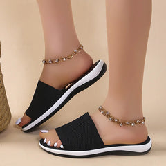 Elastic Force Slippers Sandals Roman Flat Slippers Casual Beach Indoor and Outdoor Shoes