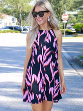 Casual Printed Halter Bohemian Shift Mini Dress Street Wear