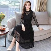 Lace Party Dress Long Sleeve Maxi Dress