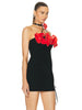 Elegant Sleeveless Neck Hanging 3D Flower Bandage Mini Dress