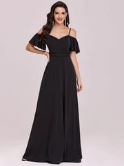 Prom A-Line Sleeveless Ruffles Zipper Maxi Pageant Dresses