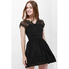 Lace Panel Back Cutout Mini Club Dress