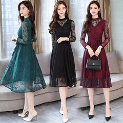 Lace Party Dress Long Sleeve Maxi Dress