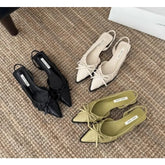 Bow Cover Toe Sandals Elegant Shallow Slip on Shoes