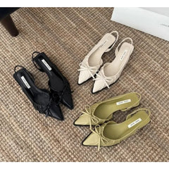 Bow Cover Toe Sandals Elegant Shallow Slip on Shoes