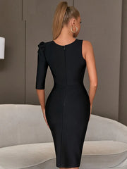 One Shoulder Half Sleeve Bodycon Dress
